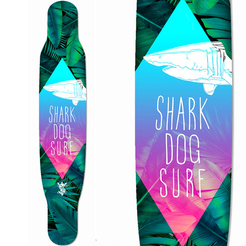 [돌돌] SHARK DOG_Longboard_23 샤크독 서핑 하와이 롱보드 캐릭터 그래픽 디자인 스티커 스킨 데칼 