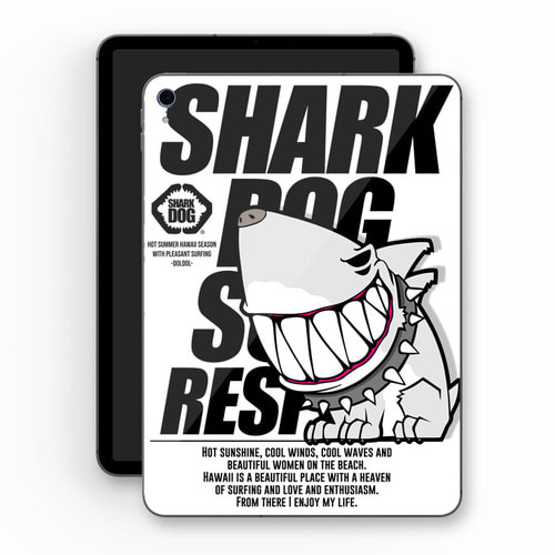 [돌돌] Sharkdog-TabletPC-14 샤크독 서핑 하와이 샤크독 캐릭터 그래픽 디자인  ipad pro 아이패드 프로 에어 미니 갤럭시 탭 LG G패드 튜닝 랩핑 보호 필름 스티커 스킨 데칼 그래피커