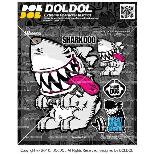 [그래피커] Sharkdog-Sticker-25 샤크독 서핑 하와이 오토바이 자동차 캐릭터 UV 스티커 그래피커 스킨 데칼