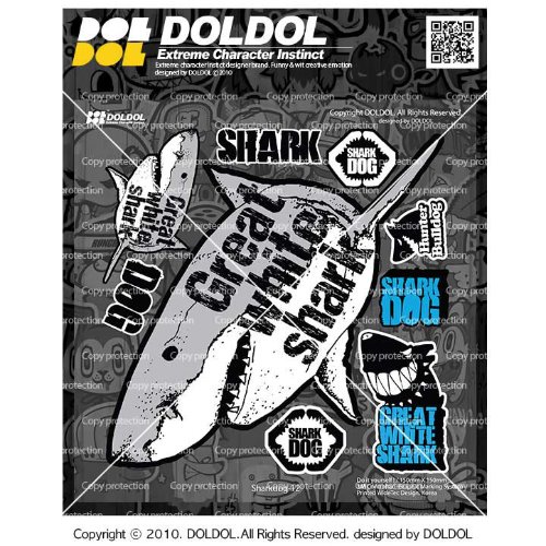 [그래피커] Sharkdog-Sticker-12 샤크독 서핑 하와이 오토바이 자동차 캐릭터 UV 스티커 그래피커 스킨 데칼