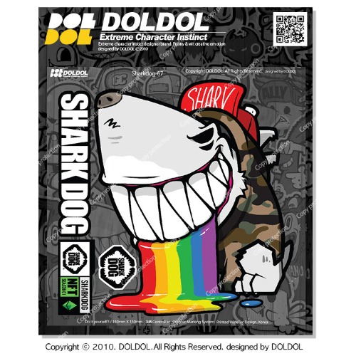 [그래피커] 20-Sharkdog-Sticker-67 샤크독 서핑 하와이 오토바이 자동차 캐릭터 UV 주유구 스티커 그래피커 스킨 데칼