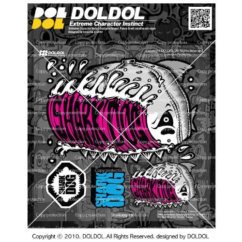 [그래피커] Sharkdog-Sticker-19 샤크독 서핑 하와이 오토바이 자동차 캐릭터 UV 스티커 그래피커 스킨 데칼