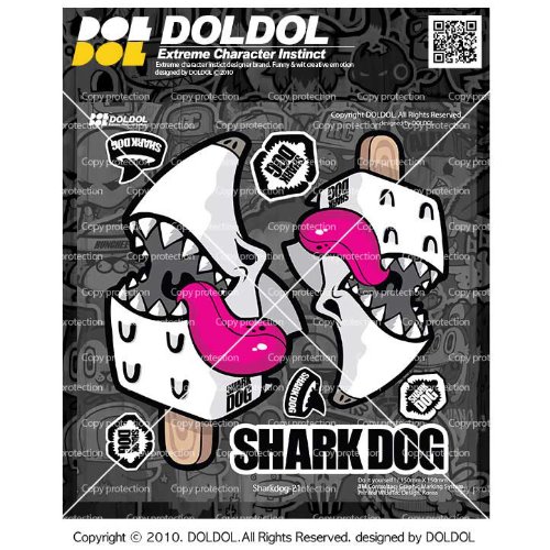 [그래피커] Sharkdog-Sticker-21 샤크독 서핑 하와이 오토바이 자동차 캐릭터 UV 스티커 그래피커 스킨 데칼