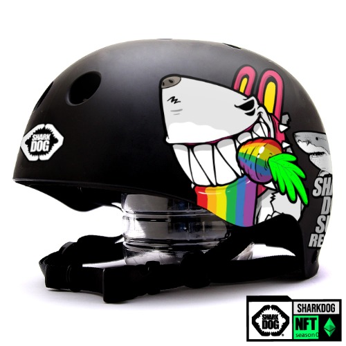 [그래피커] 0014-Shark DOG-Helmet-25 불독 상어 서핑 강아지 샤크독 하와이 스노우보드 오토바이 헬멧 튜닝 스티커 스킨