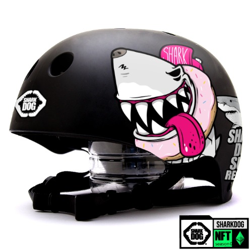 [그래피커] 0014-Shark DOG-Helmet-28 불독 상어 서핑 강아지 샤크독 하와이 스노우보드 오토바이 헬멧 튜닝 스티커 스킨