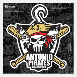 [그래피커] 3-Antonio-Pirate-Sticker-01 야구 해적 안토니오 파이럿츠 스노우보드 헬멧 여행가방 자동차 캐릭터 스티커 스킨 