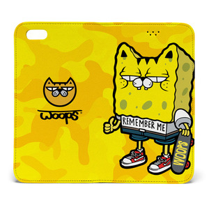 [돌돌] WOOPS-diarycase-08 스케이트보드 타는 고양이 웁스 캐릭터 그래픽 아이폰 갤럭시 다이어리 핸드폰 휴대폰 케이스 