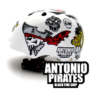 [그래피커] 0010-Antonio Pirate-Helmet-01 안토니오 파이럿츠 해적 야구단 캐릭터디자인 스노우보드 헬멧 튜닝 스티커 스킨 데칼 