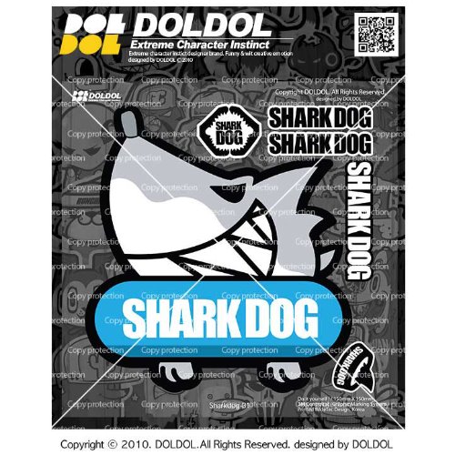 [그래피커] Sharkdog-Sticker-31 샤크독 서핑 하와이 오토바이 자동차 캐릭터 UV 스티커 그래피커 스킨 데칼