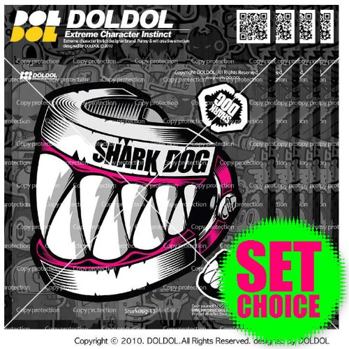 [그래피커] 20-Sharkdog-Sticker-02 샤크독 서핑 하와이 오토바이 자동차 캐릭터 UV 스티커 그래피커 스킨 데칼