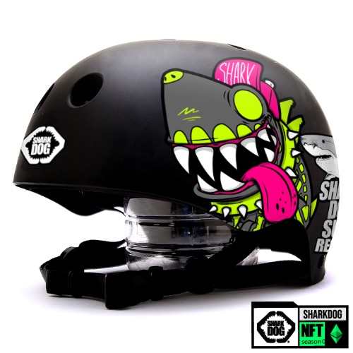 [그래피커] 0014-Shark DOG-Helmet-30 불독 상어 서핑 강아지 샤크독 하와이 스노우보드 오토바이 헬멧 튜닝 스티커 스킨