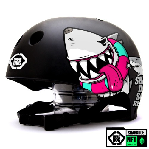[그래피커] 0014-Shark DOG-Helmet-24 불독 상어 서핑 강아지 샤크독 하와이 스노우보드 오토바이 헬멧 튜닝 스티커 스킨