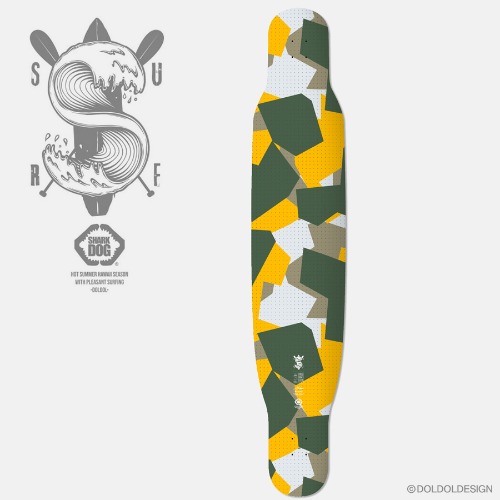 [돌돌] SHARK-DOG_Longboard_50 샤크독 서핑 하와이 롱보드 캐릭터 그래픽 디자인 스티커 스킨 데칼