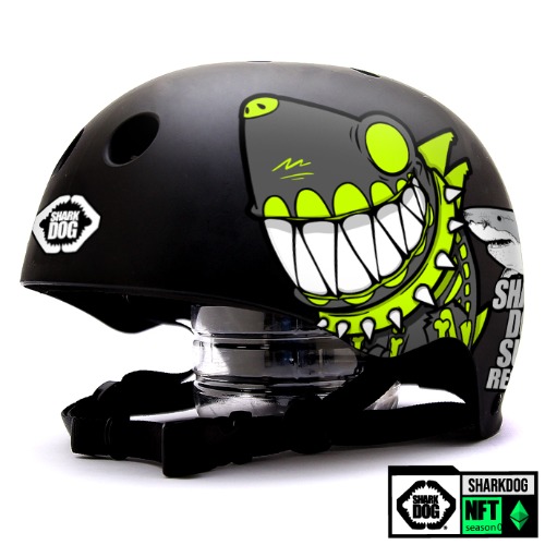 [그래피커] 0014-SharkDOG-Helmet-21 불독 상어 서핑 강아지 샤크독 하와이 스노우보드 오토바이 헬멧 튜닝 스티커 스킨