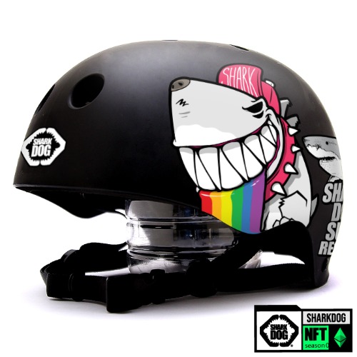 [그래피커] 0014-SharkDOG-Helmet-19 불독 상어 서핑 강아지 샤크독 하와이 스노우보드 오토바이 헬멧 튜닝 스티커 스킨