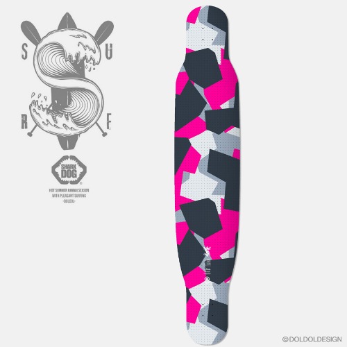 [돌돌] SHARK-DOG_Longboard_51 샤크독 서핑 하와이 롱보드 캐릭터 그래픽 디자인 스티커 스킨 데칼