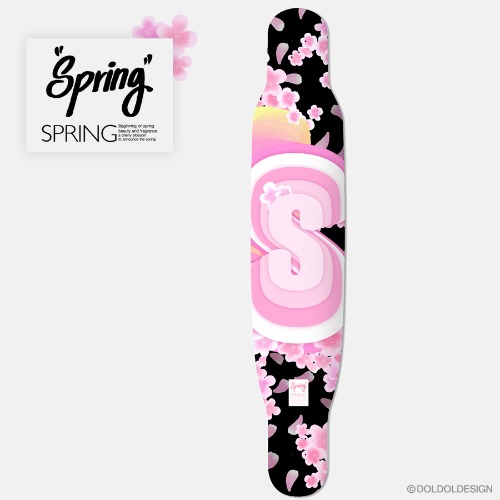 [그래피커] loving-flower-Longboard-03 러빙플라워 봄 벚꽃 롱보드 데크 튜닝 스티커 스킨 데칼 그래피커