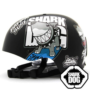 [그래피커] 0014-SharkDOG-Helmet-11 상어 불독 강아지 샤크독 서핑 하와이 스노우보드 헬멧 튜닝 스티커 스킨