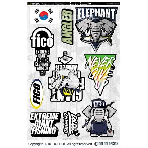 [돌돌] FICO-UVSKIN-Sticker-23 익스트림 낚시 브랜드 &#039;피코&#039; 시즌2 루어 물고기 테클박스 낚시 튜닝 스티커 스킨 데칼 그래피커