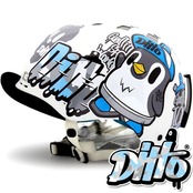 [그래피커] 0023-Ditto-Helmet-01 그래피티 아이스 펭귄 디또 캐릭터 디자인 스노우보드 헬멧 튜닝 스티커 스킨 